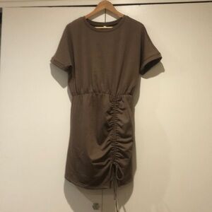 Brown/Taupe ruched dress, sizeM by Glam apparel LA